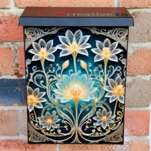 Delicate White Flower Design Colonial Mailbox Cover