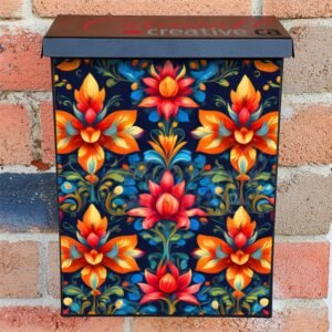 Folklore Flower Pattern Colonial Mailbox Cover