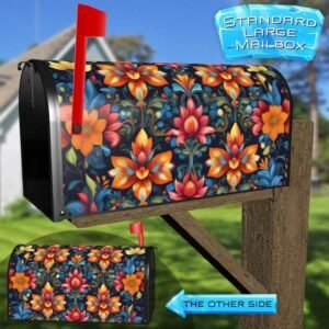 Folklore Flower Pattern Rural Farm Mailbox Cover