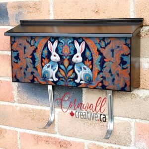 Folklore Rabbits and Flowers Wall-mounted Townhouse Mailbox Cover