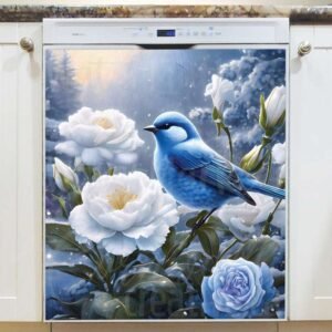 Blue Bird in the Garden Magnetic Dishwasher Door Cover