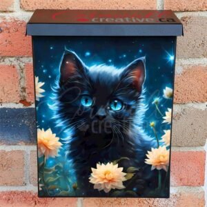 Black Cat in the Night Garden Colonial Mailbox Cover