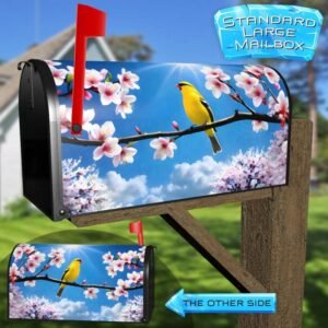 Yellow Spring Bird Rural Farm Mailbox Cover