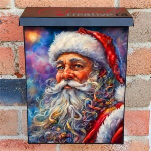 Whimsical Santa Portrait Colonial Mailbox Cover