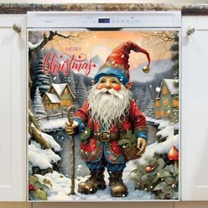 Christmas Gnome going to the Town Magnetic Dishwasher Door Cover
