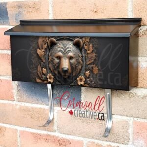 Tooled Leather Grizzly Bear Wall-mounted Townhouse Mailbox Cover