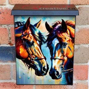 Brown Horse Couple Colonial Mailbox Cover