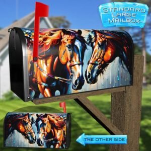 Brown Horse Couple Rural Farm Mailbox Cover