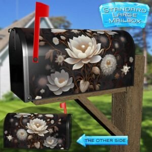 Abstract White Flowers Rural Farm Mailbox Cover