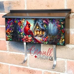 Stained Glass Christmas Cardinal Wall-mounted Townhouse Mailbox Cover