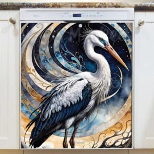 Beautiful Abstract Stork Magnetic Dishwasher Door Cover
