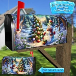 Stained Glass Country Snowman Rural Farm Mailbox Cover