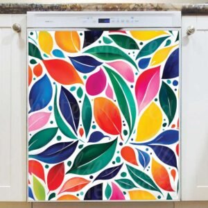 Abstract Modern Leaves Magnetic Dishwasher Door Cover