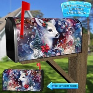 White Christmas Baby Deer Rural Farm Mailbox Cover