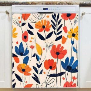 Little Abstract Flowers Magnetic Dishwasher Door Cover