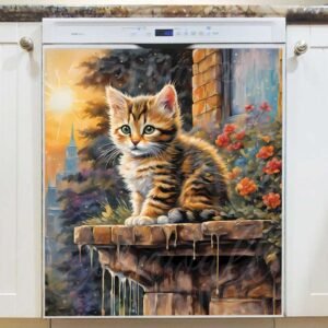 Little Kitten in the City Magnetic Dishwasher Door Cover