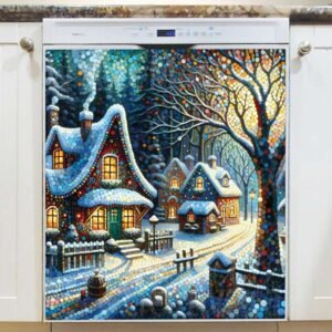 Cozy Christmas Houses Magnetic Dishwasher Door Cover