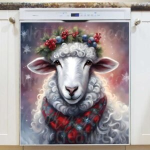 Lovely Christmas Mama Sheep Magnetic Dishwasher Door Cover