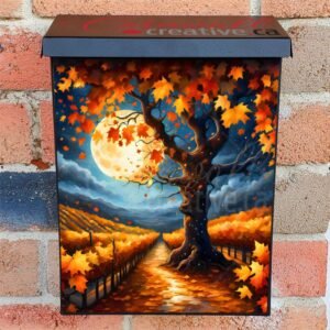 Beautiful Autumn Tree and Moon Colonial Mailbox Cover