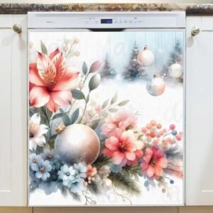 Beautiful Christmas Decor in the Snow Magnetic Dishwasher Door Cover