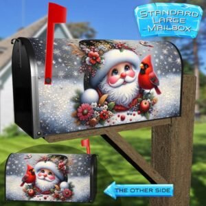 Christmas Gnome and Birds Rural Farm Mailbox Cover