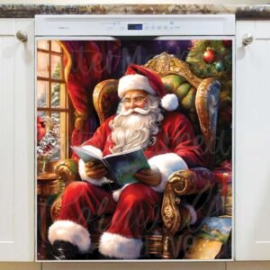 Santa Claus is Reading the List Magnetic Dishwasher Door Cover