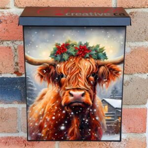 Christmas Highland Cow Colonial Mailbox Cover