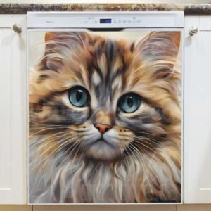 Little Maine Coon Cat Portrait Magnetic Dishwasher Door Cover