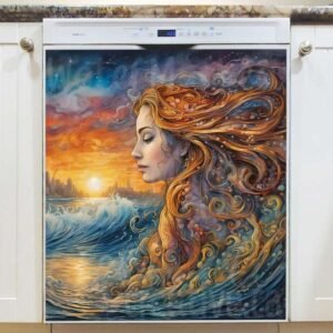 Beautiful Whimsical Mermaid Magnetic Dishwasher Door Cover