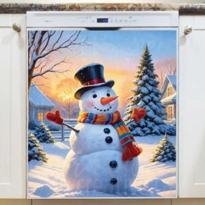 Christmas Morning Snowman Magnetic Dishwasher Door Cover