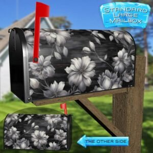 Flowers on Dark Wood Rural Farm Mailbox Cover