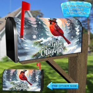 Winter Cardinal in Top Hat Rural Farm Mailbox Cover