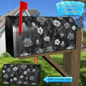 Little Flowers on Black Wood Rural Farm Mailbox Cover