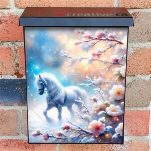 Beautiful White Winter Horse Colonial Mailbox Cover