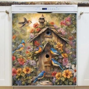 Country Birdhouse with Birds Magnetic Dishwasher Door Cover
