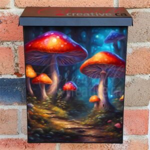 Glowing Mushrooms at Night Colonial Mailbox Cover