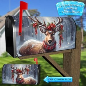 Santa's Reindeer Rural Farm Mailbox Cover