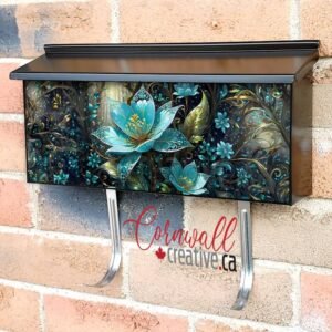 Blue Fantasy Flowers Wall-mounted Townhouse Mailbox Cover