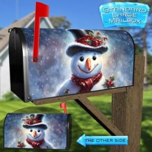 Snowman in the Falling Snow Rural Farm Mailbox Cover