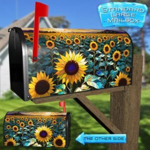 Stained Glass Sunflower Field 3 Rural Farm Mailbox Cover