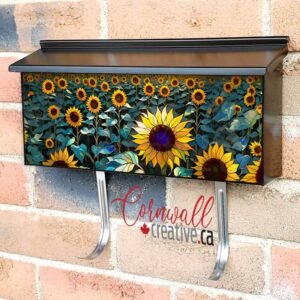 Stained Glass Sunflower Field 3 Wall-mounted Townhouse Mailbox Cover