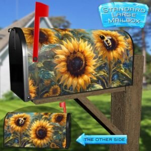 Bumblebee in the Sunflower Field Rural Farm Mailbox Cover