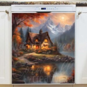 Beautiful Woodland Cabin Magnetic Dishwasher Door Cover