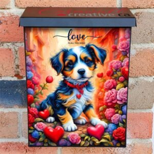 Valentine's Day Puppy Colonial Mailbox Cover