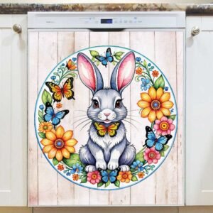 Cute Folklore Bunny Magnetic Dishwasher Door Cover