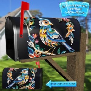 Ornate Folk Bird Rural Farm Mailbox Cover