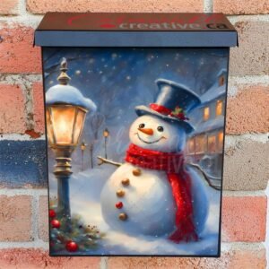 Christmas Lamp Post and Snowman Colonial Mailbox Cover
