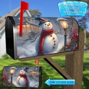 Christmas Lamp Post and Snowman Rural Farm Mailbox Cover