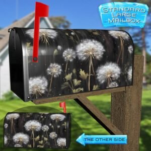 Dandelions on Dark Wood Rural Farm Mailbox Cover