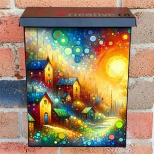 Warm Summer Morning in the Village Colonial Mailbox Cover